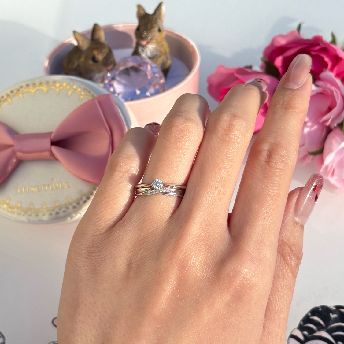 インセンブレプラチナの婚約指輪と結婚指輪ノセットリング