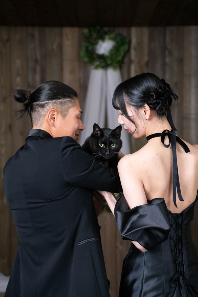 「猫と一緒のフォトウエディング」