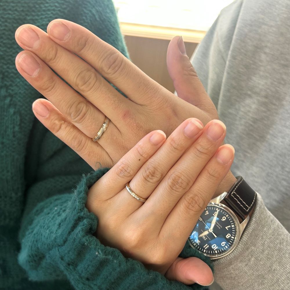 茨城県水戸市からお越しのカップル　結婚指輪　鍛造製法