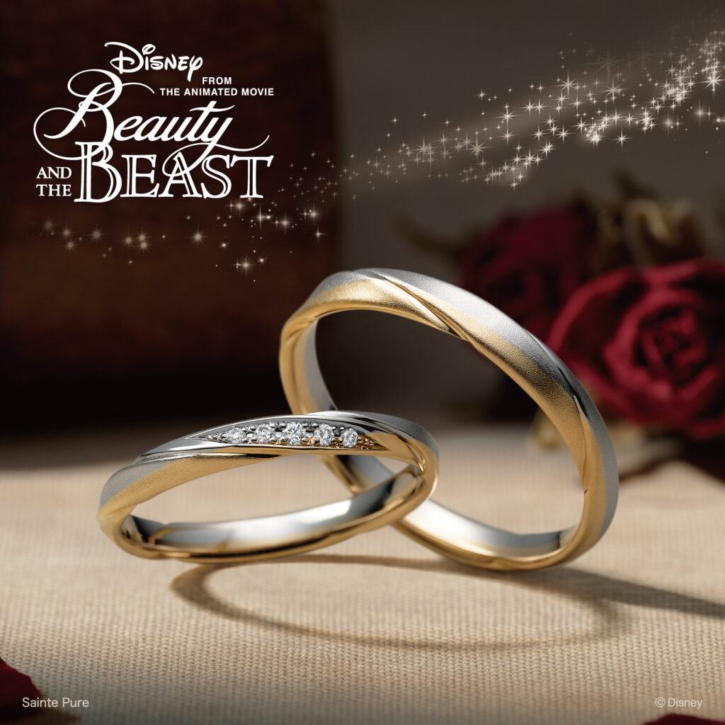 ディズニー「美女と野獣」Rose Line Last Rose(ラスト・ローズ)の結婚指輪|プラチナとイエローゴールドのコンビデザイン