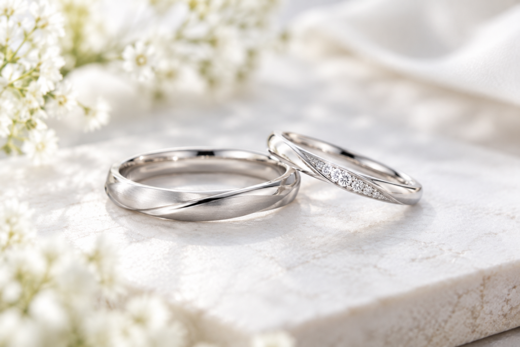 プラチナの結婚指輪ペア|男女2本のマリッジリング