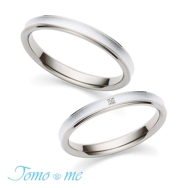 Tomo me(トモミ)hare(はれ)の結婚指輪|白く輝く雲を表現したつや消しプラチナと一石のダイヤモンドが特徴のマリッジリング