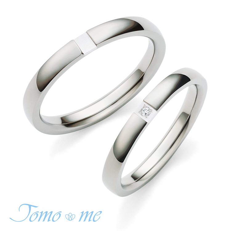 Tomo me（トモミ）ouchi（おうち）の結婚指輪｜窓の灯りを表現したプラチナパーツと一石のダイヤモンドが特徴のマリッジリング